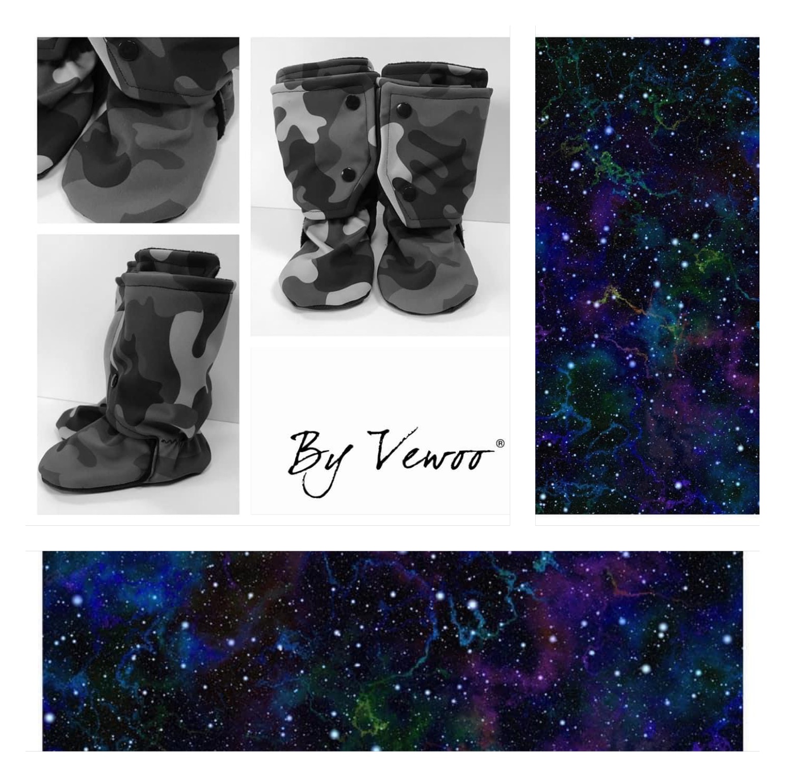 BAREFOOT Ťapkycapky, NEPROMOKAVÉ - SOFTSHELL vysoké capáčky prošité microfleece - VZOR VESMÍR - 11cm - 13cm - 15cm - 17cm